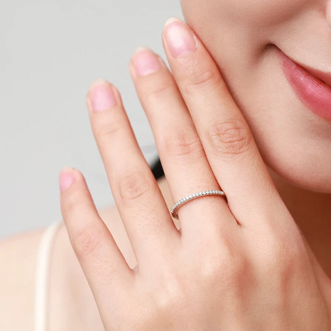 Simple Elegant Silver Ring Solid 925 Sterling Silver Dazzling Clear CZ Finger Rings for Women Wedding Statement Jewelry