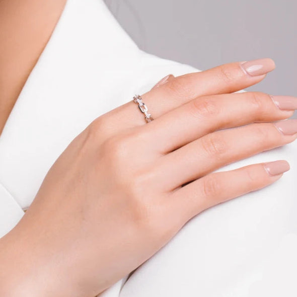 Fashion Geometric Clear CZ Ring Real 925 Sterling Silver Exquisite Stackable Finger Rings for Women Statement Jewelry