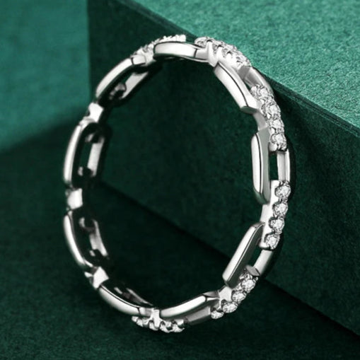 Fashion Geometric Clear CZ Ring Real 925 Sterling Silver Exquisite Stackable Finger Rings for Women Statement Jewelry