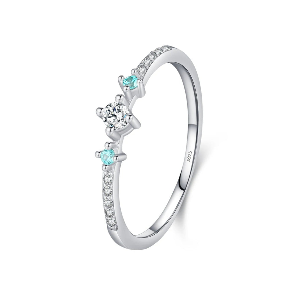 925 Sterling Silver Exquisite Eternity Band Paraiba Color CZ Ring Mint Green Stackable Rings for Women Fine Jewelry