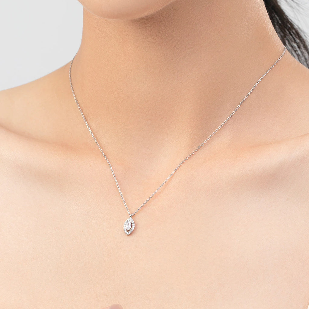 925 Sterling Silver Rhombus Sparkling Zirconia Pendant Necklace Trendy Gold Color Link Chain for Women Fine Jewelry Gifts