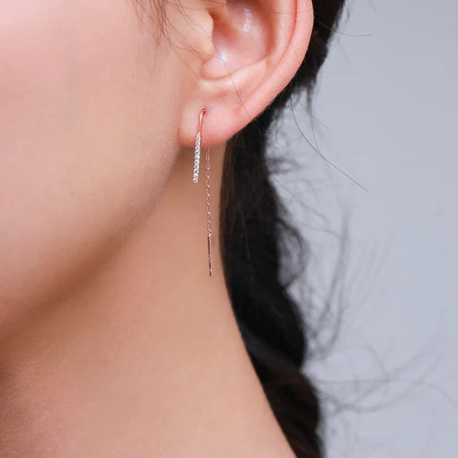 Minimalism 100% 925 Sterling Silver Long Tassel Drop Earrings Fashion Charm Swing Dangle for Women Grils Jewelry Arete