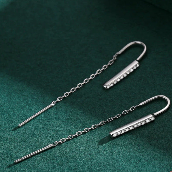 Minimalism 100% 925 Sterling Silver Long Tassel Drop Earrings Fashion Charm Swing Dangle for Women Grils Jewelry Arete