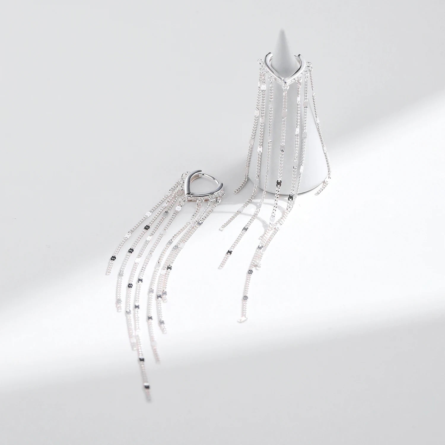 925 Sterling Silver Sparkling Long Tassel Hoop Earrings Trendy Party Luxury Buckle Earrings for Women Fine Jewelry Gifts