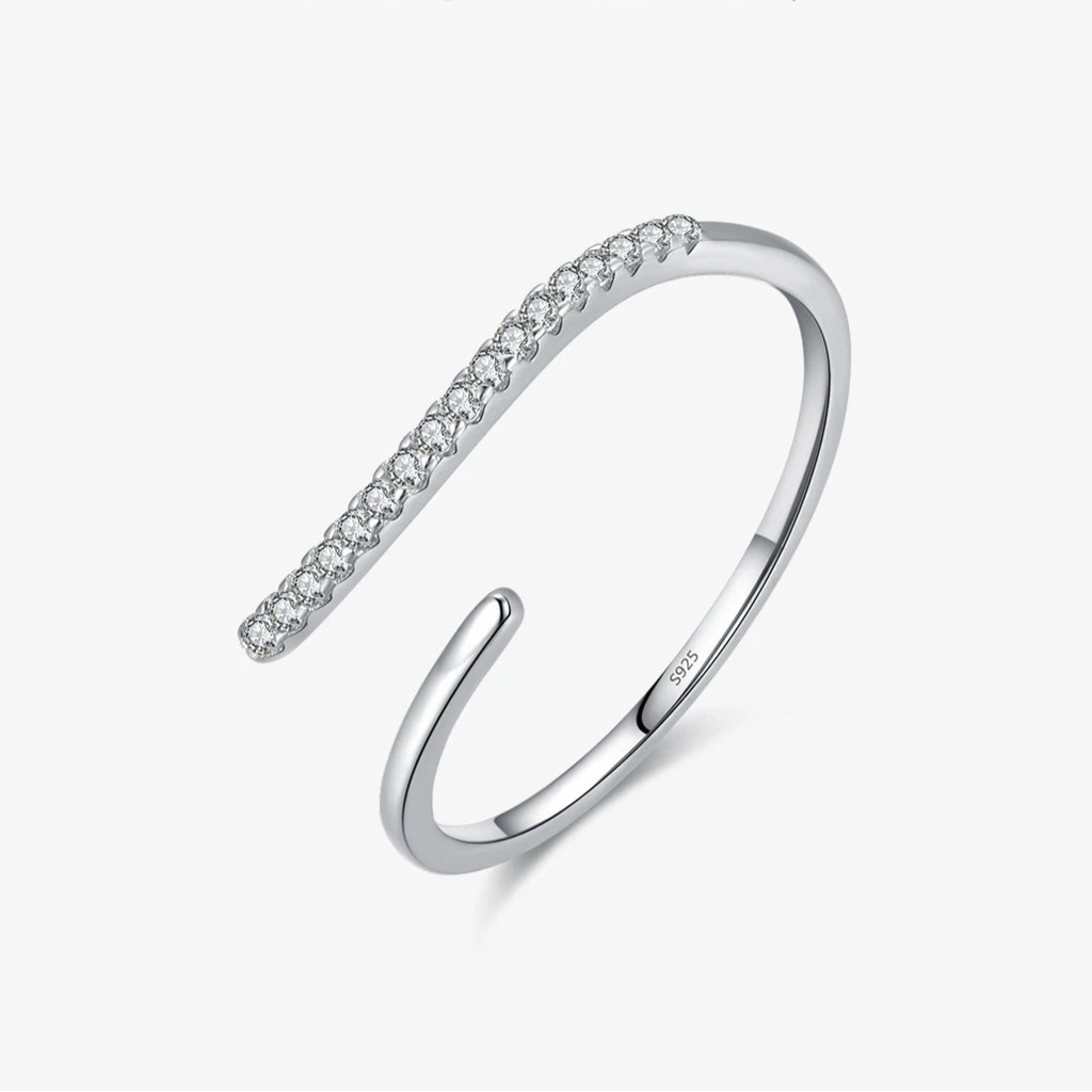 Minimalism 925 Sterling Silver Line Thin CZ Opening Size Finger Ring Classic Luxury Stackable Jewelry for Women Gifts