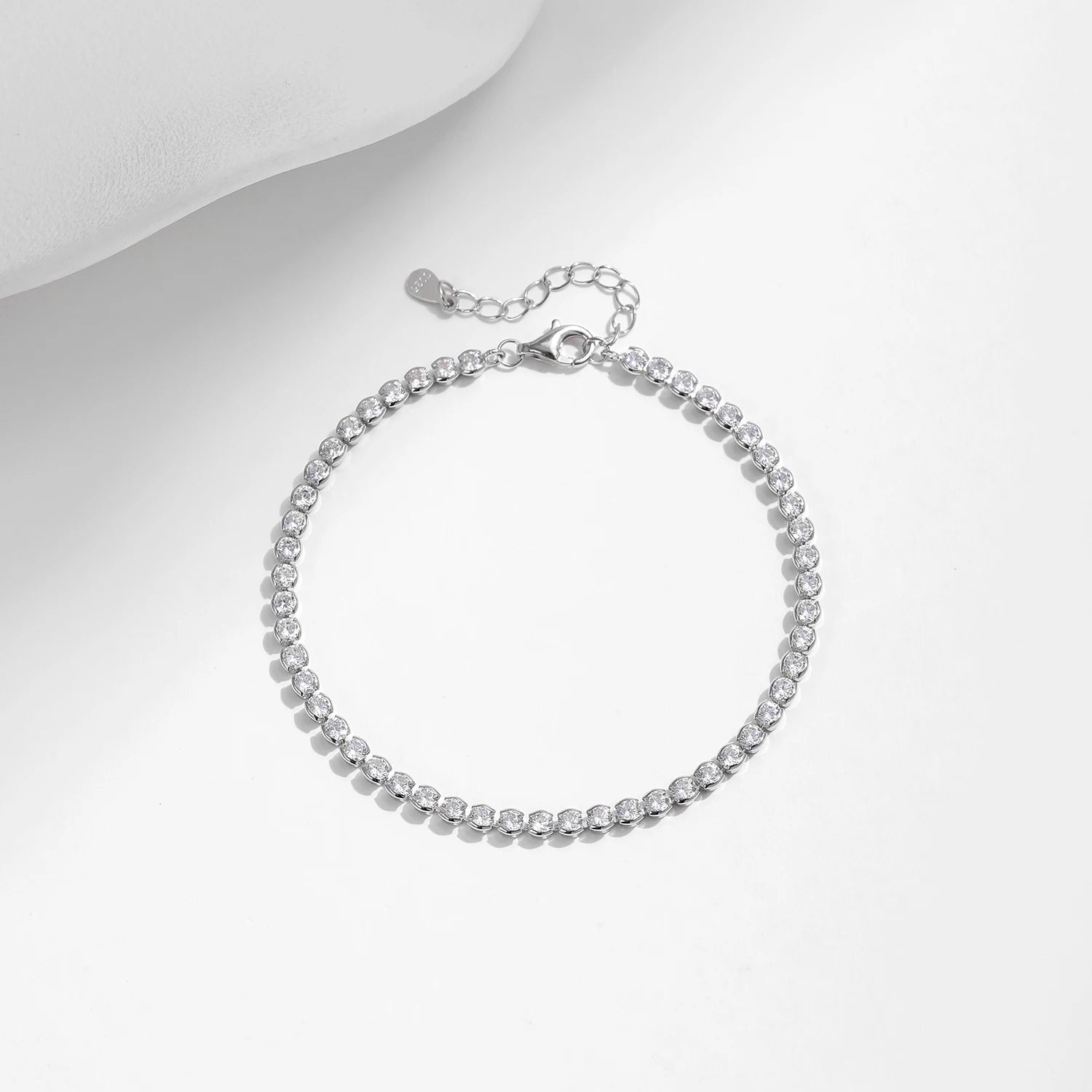 925 Sterling Silver Sparkling CZ Tennis Bracelet round Zirconia Platinum Plated Bracelet for Women Fine Jewelry Gift
