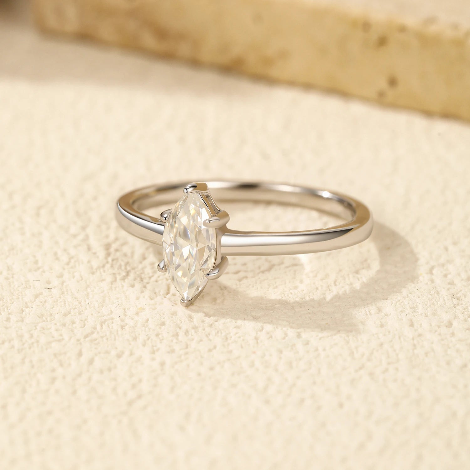 D Color Marquise Cut Rhombic Moissanite 925 Sterling Silver Luxury Band Rings for Women Wedding Fine Jewelry Gifts