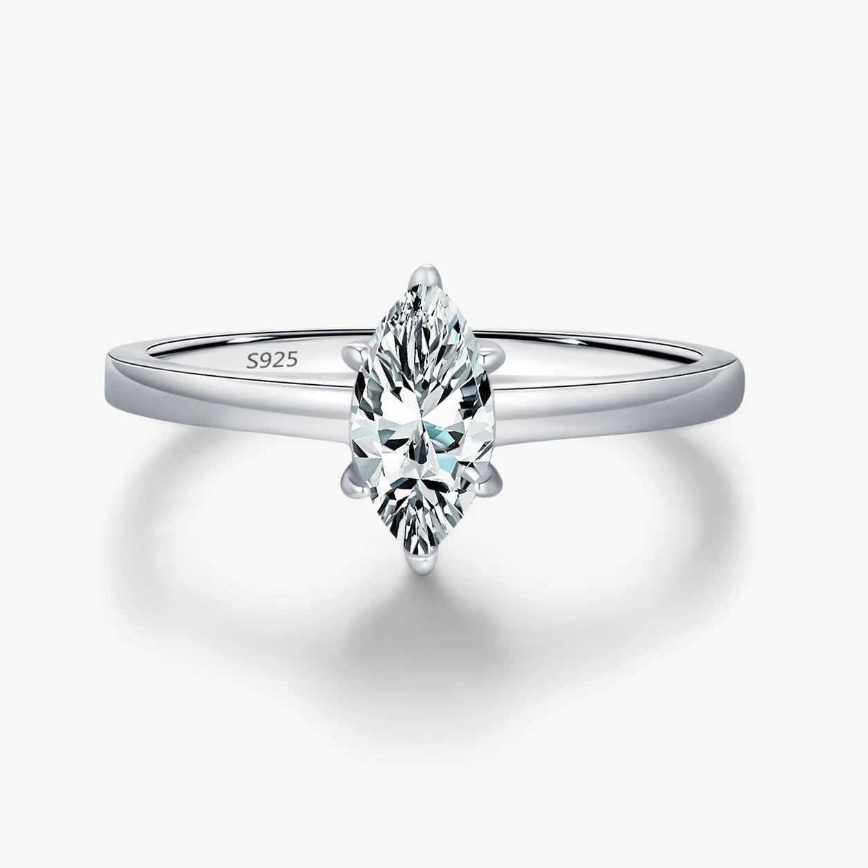 D Color Marquise Cut Rhombic Moissanite 925 Sterling Silver Luxury Band Rings for Women Wedding Fine Jewelry Gifts