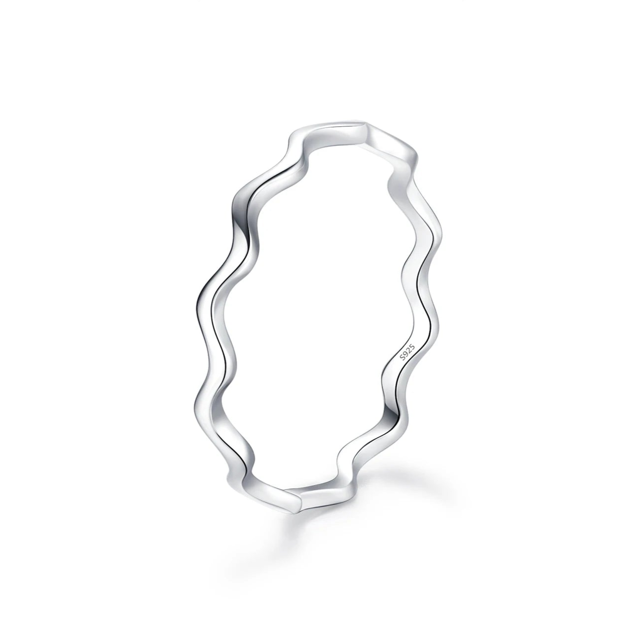 925 Sterling Silver Simple Fashion Stackable Ring Classic Wave Geometric Exquisite Finger Rings for Women Party Jewelry