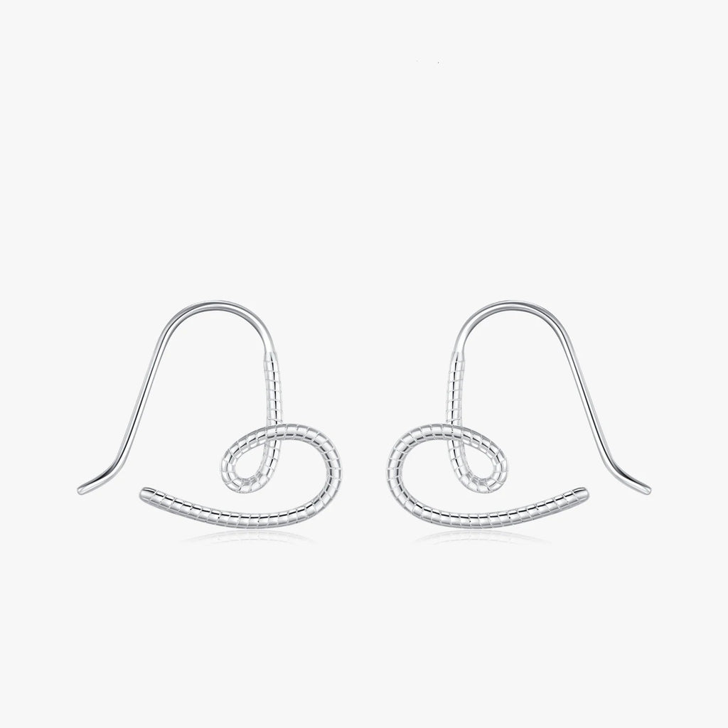 Vintage Lines Heart Hoop Earrings 925 Sterling Silver Romantic Hearts Earrings Classic Wedding Jewelry for Women Grils