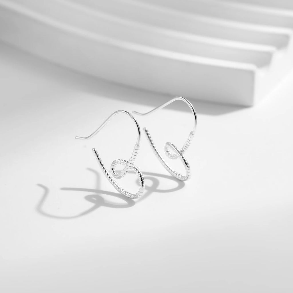 Vintage Lines Heart Hoop Earrings 925 Sterling Silver Romantic Hearts Earrings Classic Wedding Jewelry for Women Grils