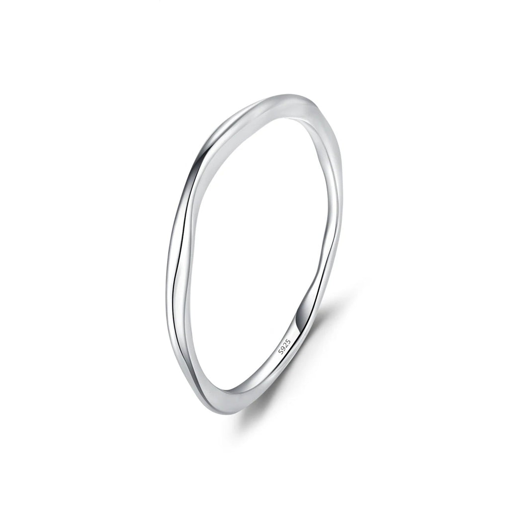 925 Sterling Silver Simple Fashion Stackable Ring Classic Wave Geometric Exquisite Finger Rings for Women Party Jewelry