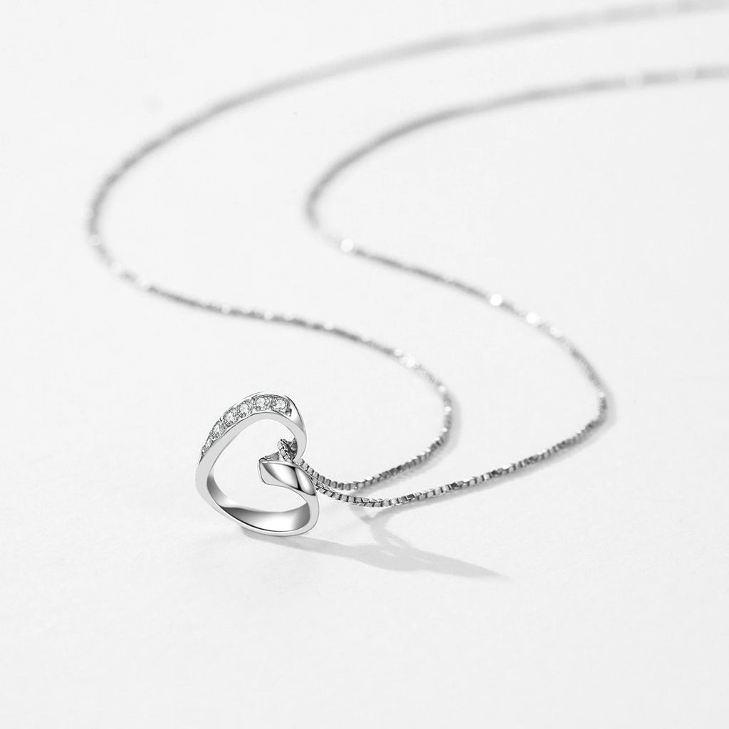 Real 925 Sterling Silver Romantic Simple Heart Pendant Necklace Classic Link Chain Neck for Women Wedding Fine Jewelry