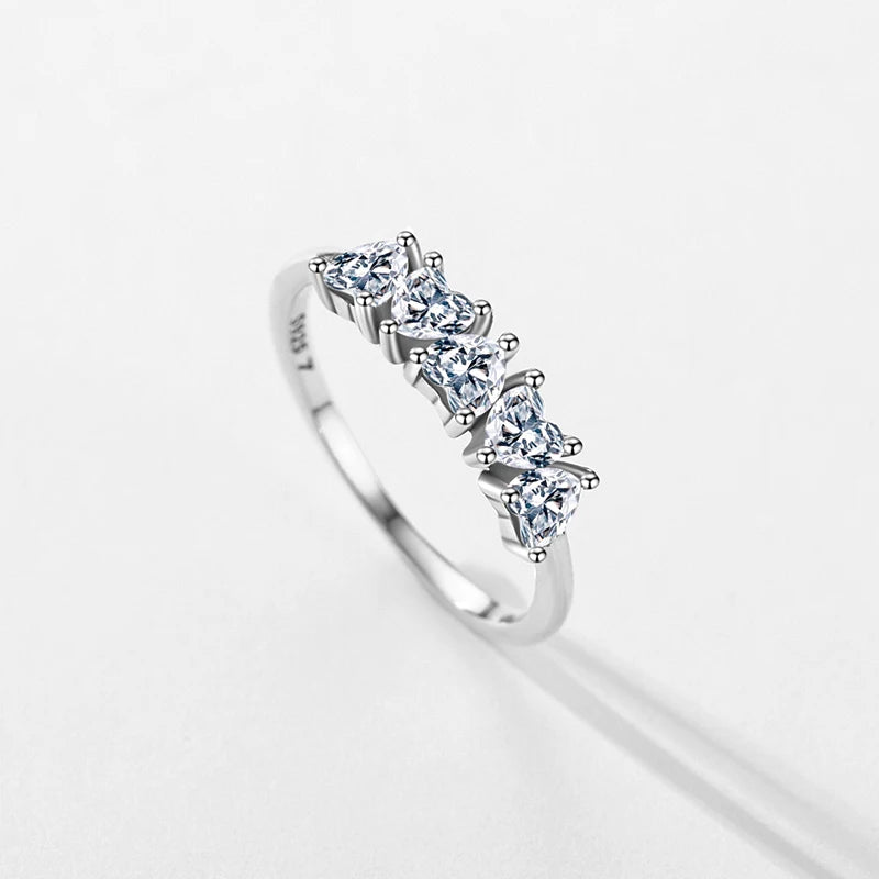 New Arrival 925 Sterling Silver Stackable Heart Finger Rings for Women Shining Clear CZ Wedding Engagement Bands Jewelry